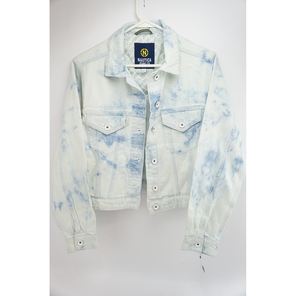 Nautica Jeans Co. Women's Denim Jacket Size M Acid Cloud‎ Wash Cropped Trucker